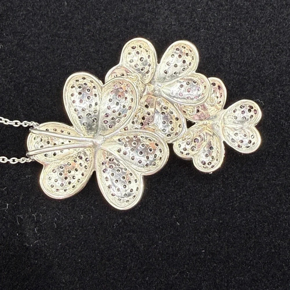 Moonstone Flower‎ Purple Sterling Silver Set Pendant Earrings Bracelet Garnet